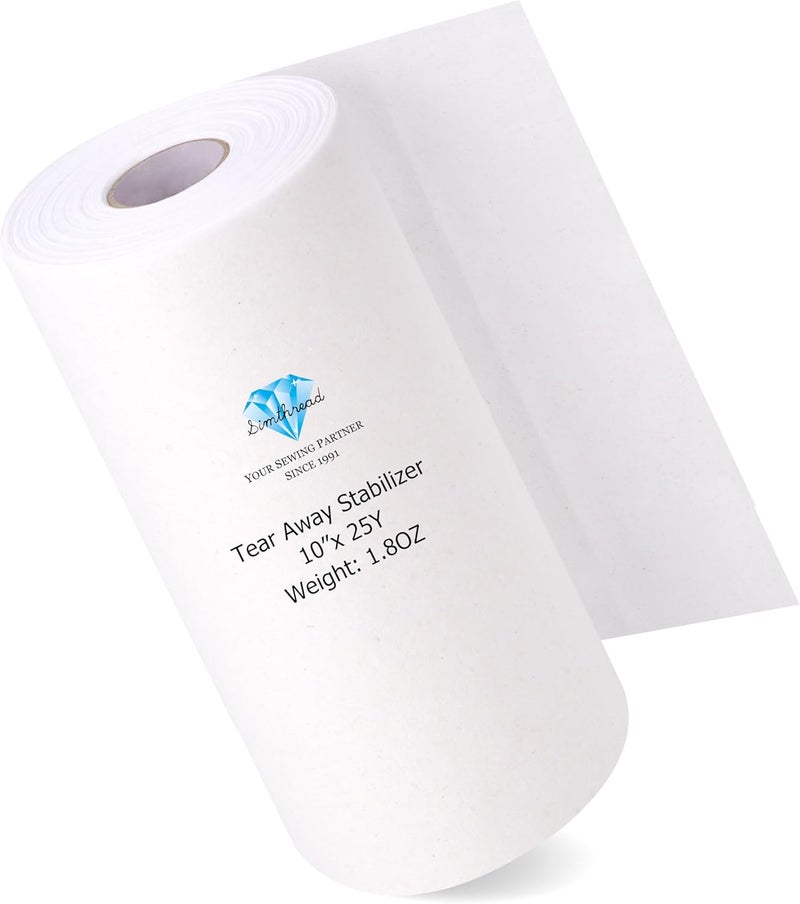 simthread Tear Away Embroidery Stabilizer Backing - 1.8 Ounces Medium Weight 10" x 25 Yards/Roll - Image 1
